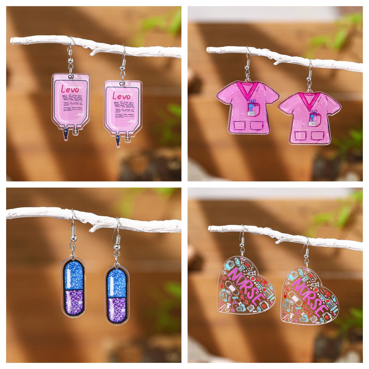 Wholesale Nurses' Festival Series Acrylic Heart Earrings