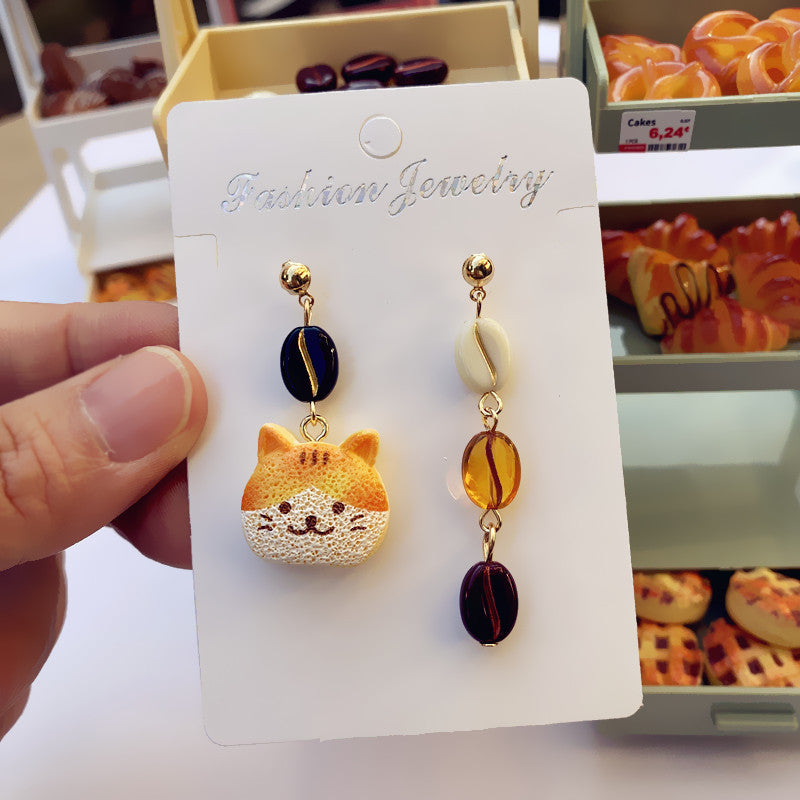 Wholesale coffee bread simulation handmade lye water food play cute earrings