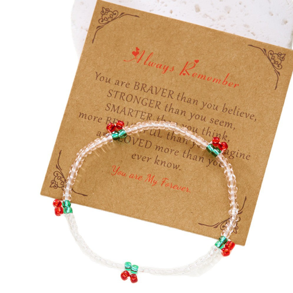 Wholesale Rice bead  red cherry bow bracelet