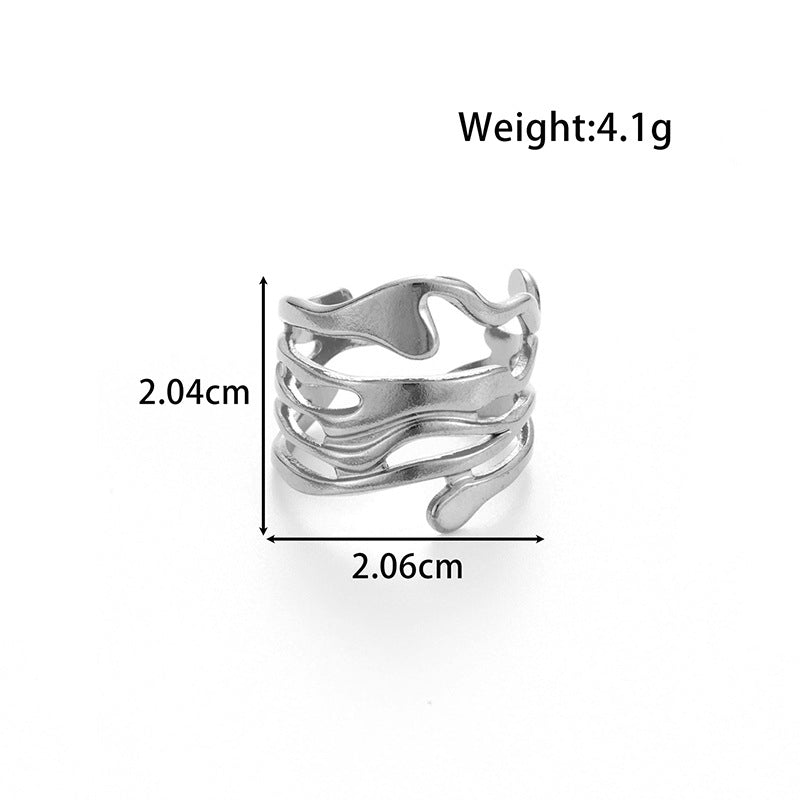 Wholesale Titanium steel stainless steel geometric flowers  opening adjustable ring