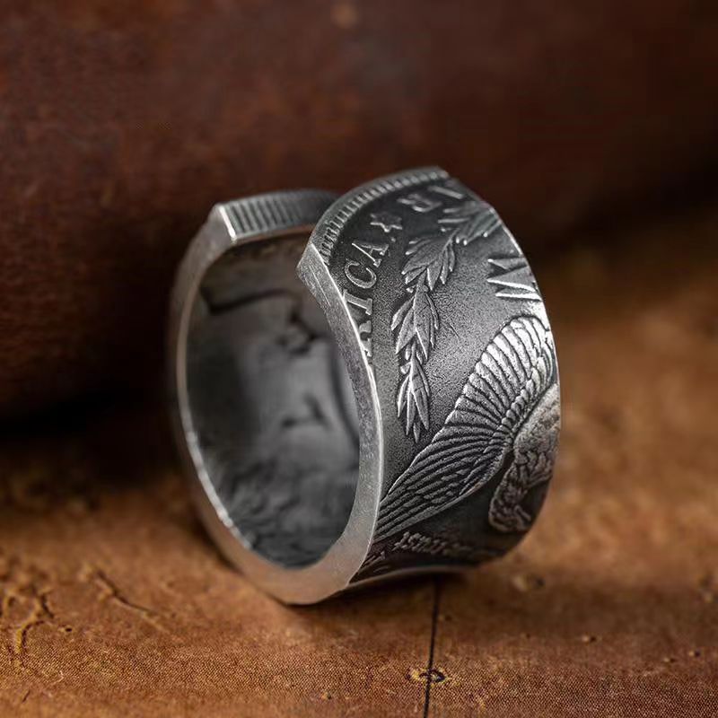 Wholesale Morgan Coin Transformation Ring Men's Personality Retro Open Ring