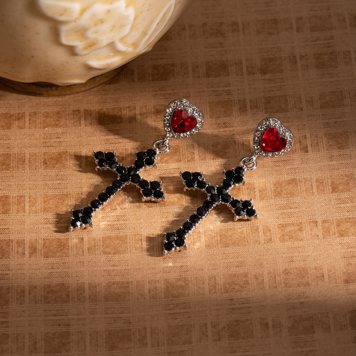 Wholesale Heart Diamond Cross Earrings