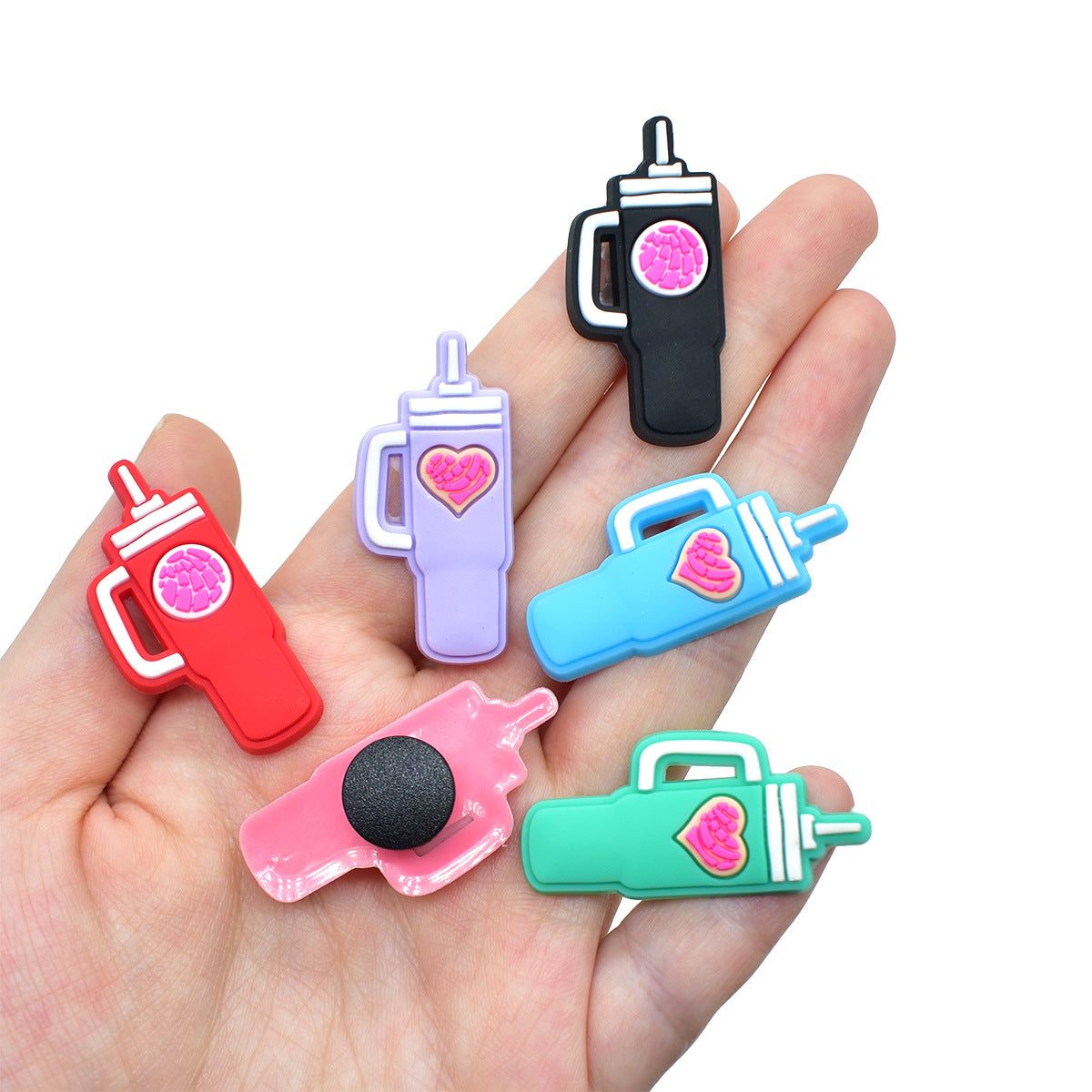 Wholesale  Random 100pcs Love-themed Water Bottle PVC Soft Rubber Shoe Buckle Decoration