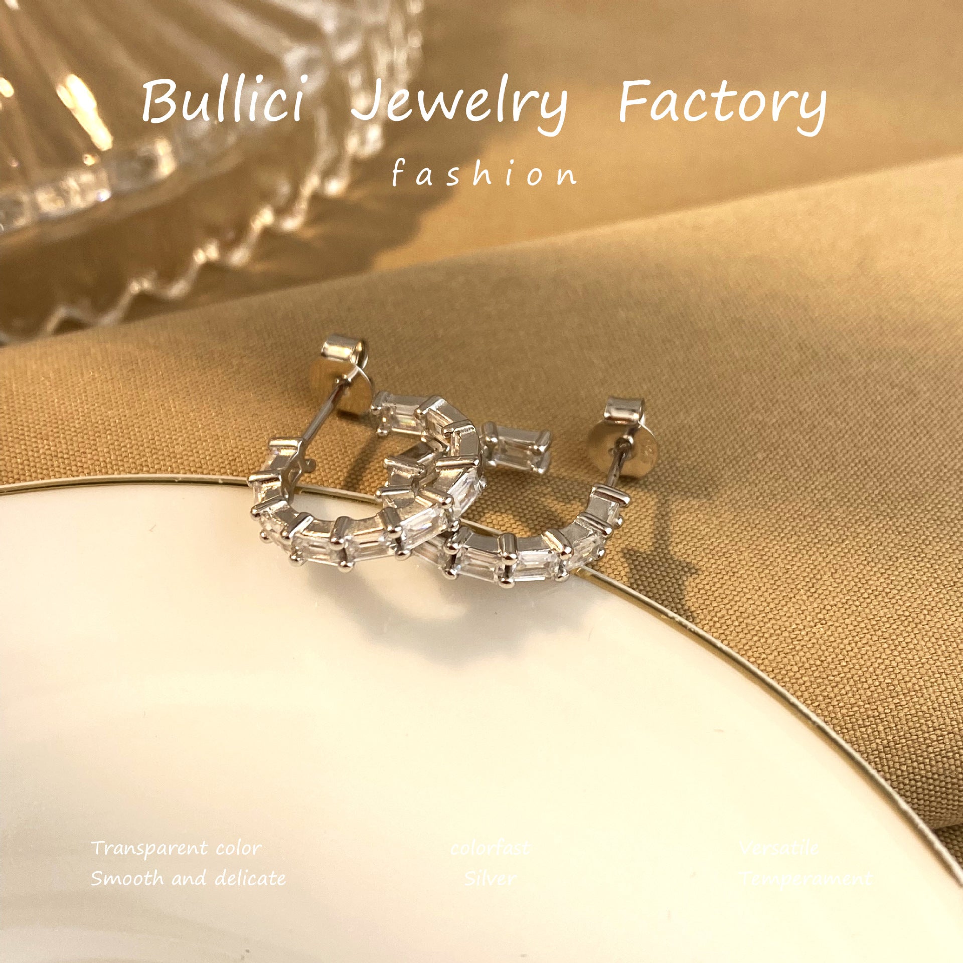 Wholesale  925 Sterling Silver Elegant Earrings  C- shaped Earrings