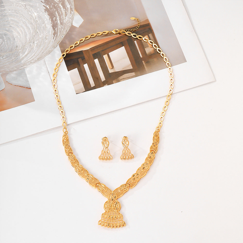 Wholesale Light Luxury Geometric Earrings Necklace Set ACC-NE-HengXuan002
