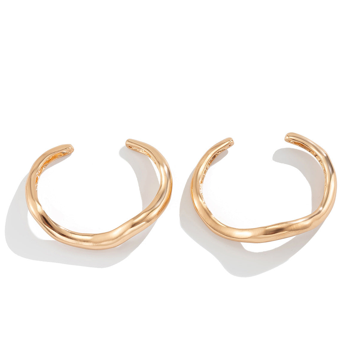 Wholesale Irregular Lava Design Gold Polished Alloy Open Bangle Set Chic Jewelry Accessory For Boutique Resale