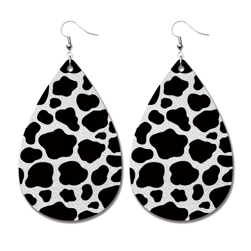 Wholesale 2 Pairs/pack Christmas Cow Elk Santa Claus Leopard Print Leather Earrings ACC-ES-HY110