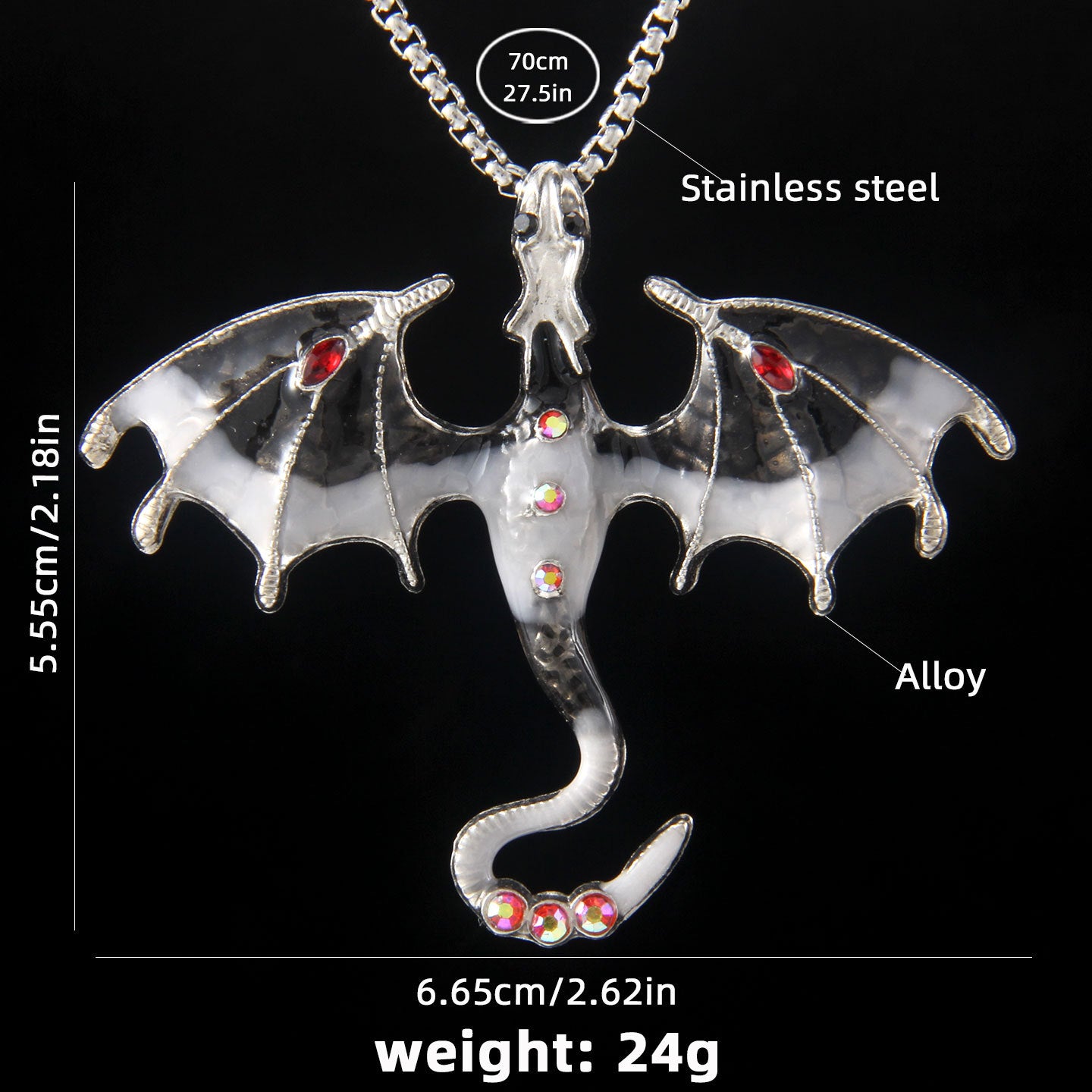 Wholesale Diamond Flying Dragon Stainless Steel Necklace
