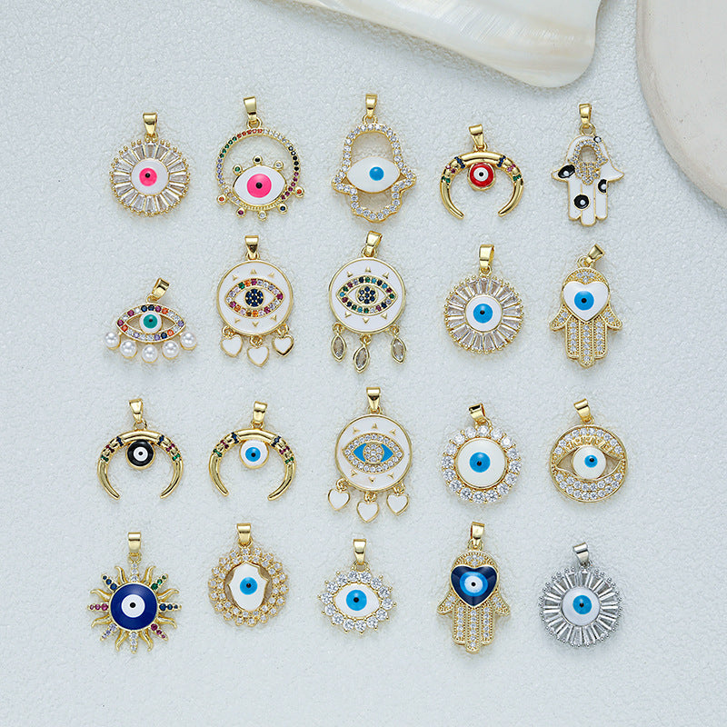 Wholesale Gold Plated Copper Eye Pendant Necklace with Zircon - Trendy Jewelry Accessory for Women