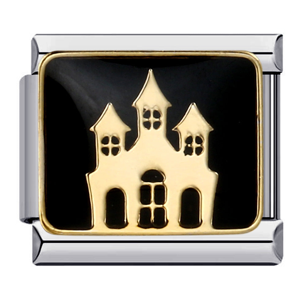 Wholesale   Module Bracelet Titanium Steel Welding Oil Dropping Dark Black Pattern