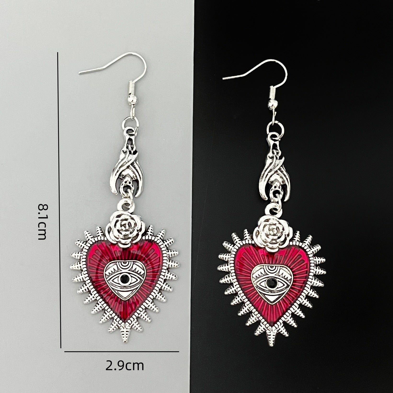 Wholesale Gothic Vintage Heart Earrings,  Dark Romantic Bat Design Jewelry Accessory for Boutique Resale