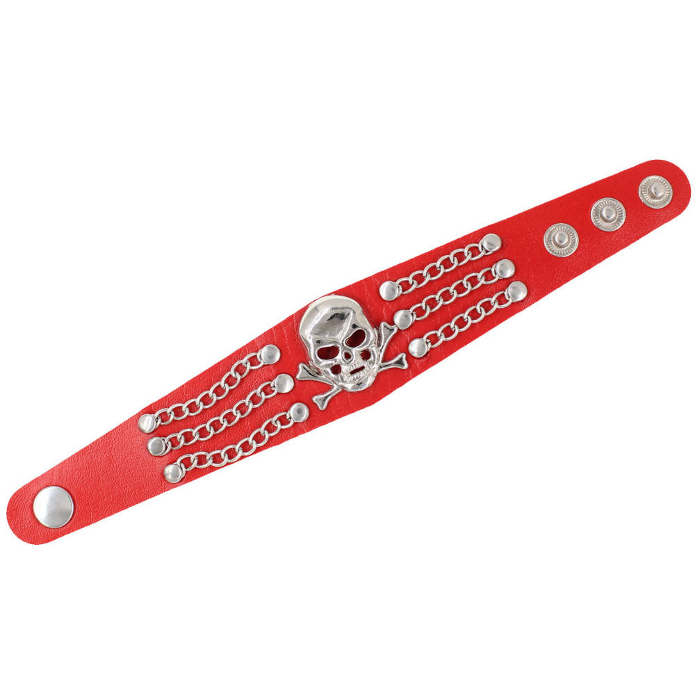 Wholesale Leather Punk Skull Bracelet