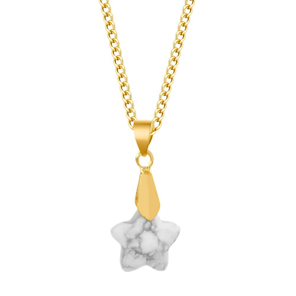 Wholesale Crystal Five Point Star Pendant Necklace Stainless Steel Women' s Jewelry Gift
