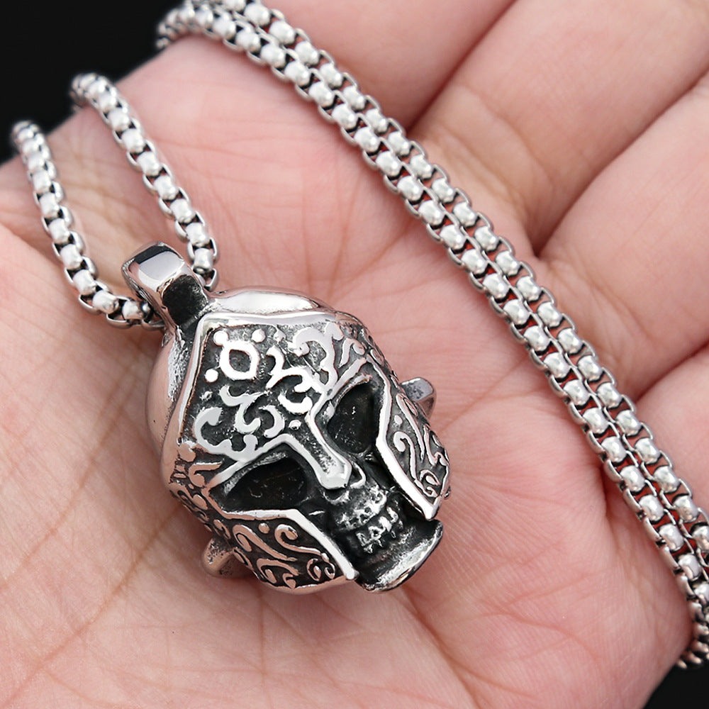 Wholesale Stainless Steel Mens Warrior Helmet Pendant Necklace