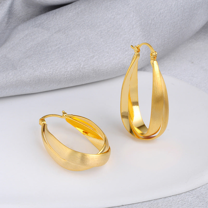 Wholesale retro metal frosted brushed earrings