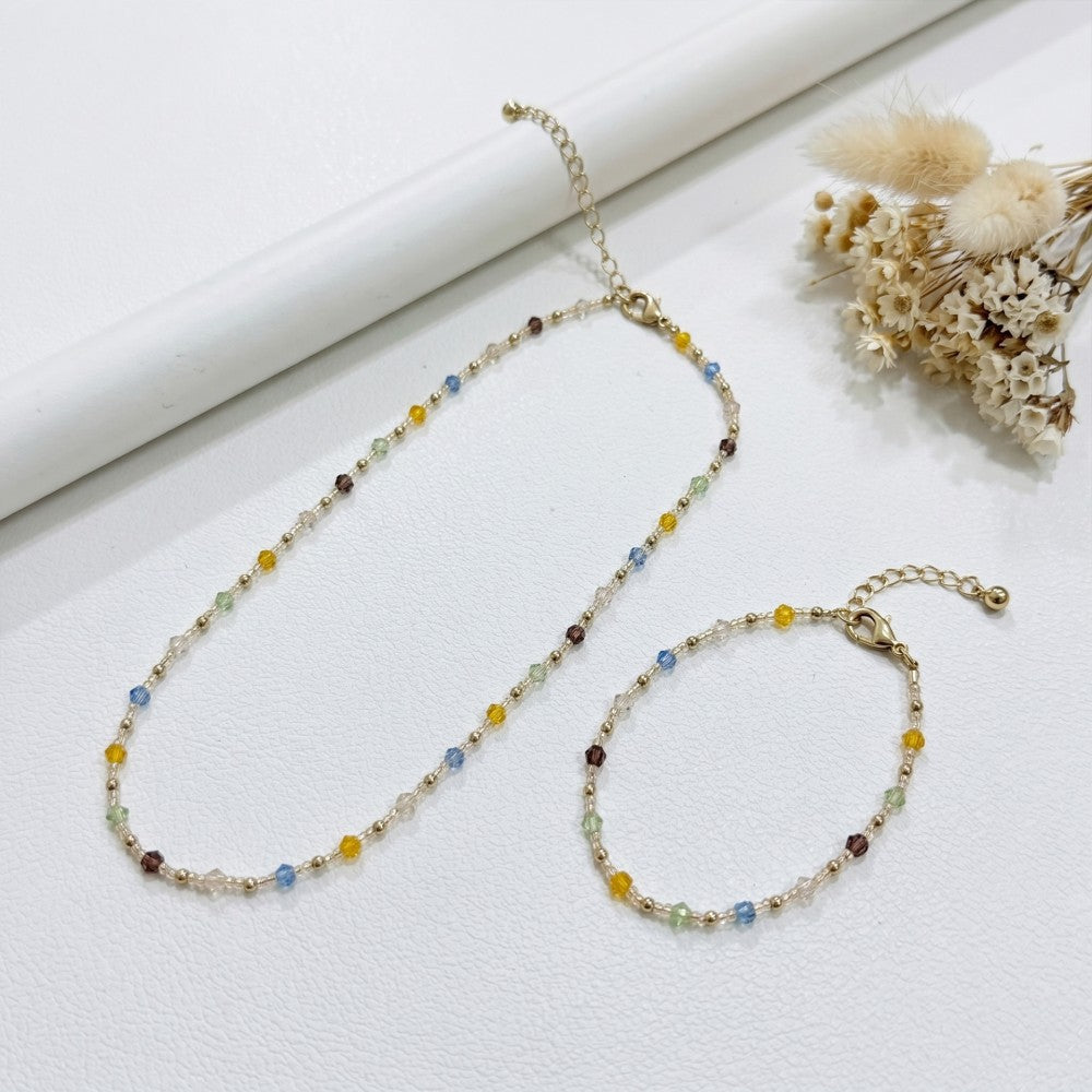 Wholesale Colorful Crystal Bead Necklace Women Fashion Collarbone Chain Jewelry Accessory
