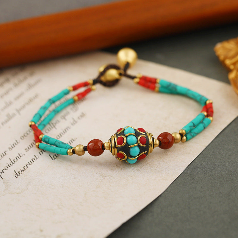 Wholesale Ethnic Retro Tibetan Hand-woven Turquoise Bracelet