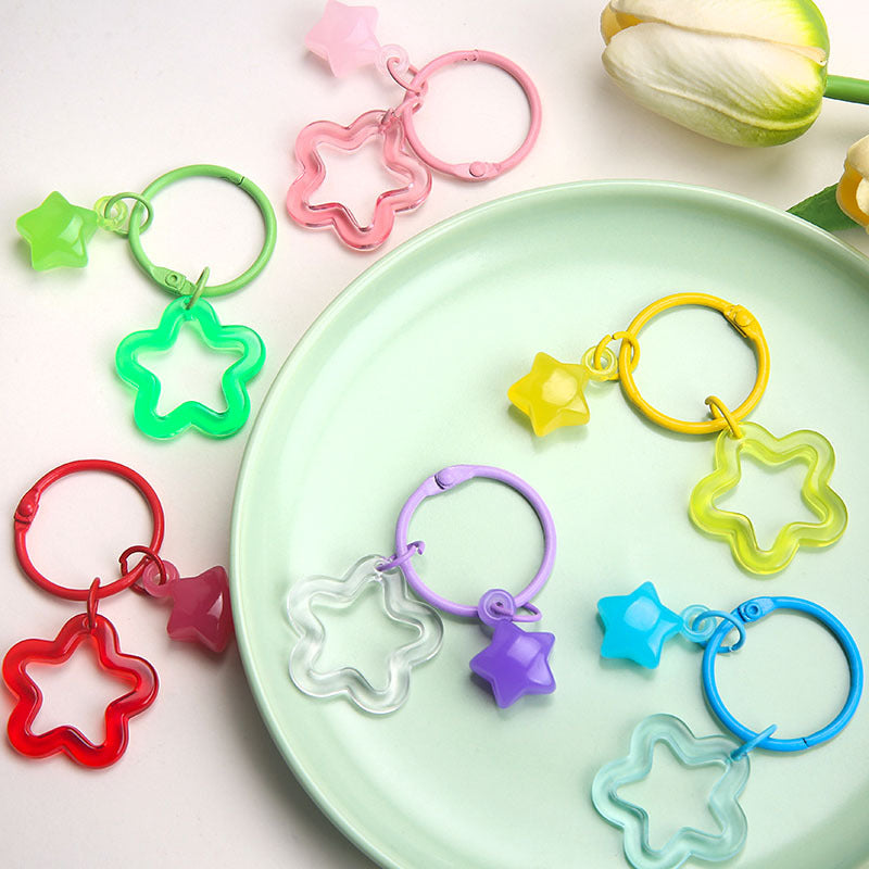 Wholesale Cartoon Star Bell Keychain Cute Pendant Bag Charm Plastic Resin Gift