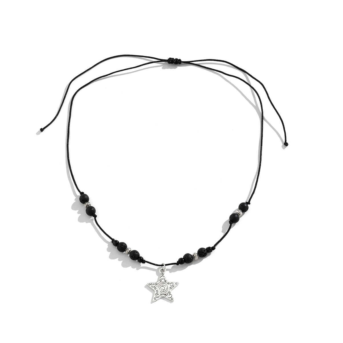 Wholesale Trendy Men' s Volcanic Rock Star Pendant Necklace Alloy Black Hip Hop Fashion Jewelry Accessory