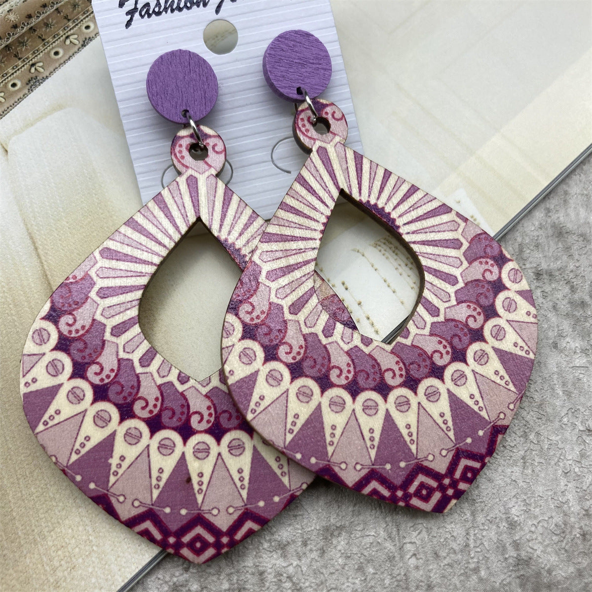 Wholesale Bohemian Vintage Wooden Earrings ACC-ES-FX024