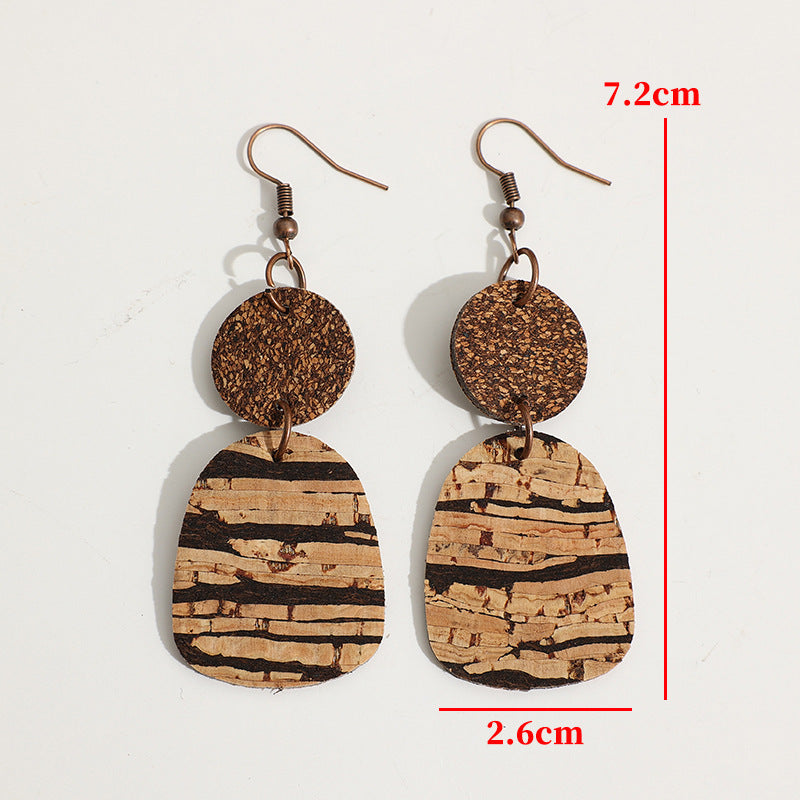 Wholesale Double-Layer Cork-Textured Earrings