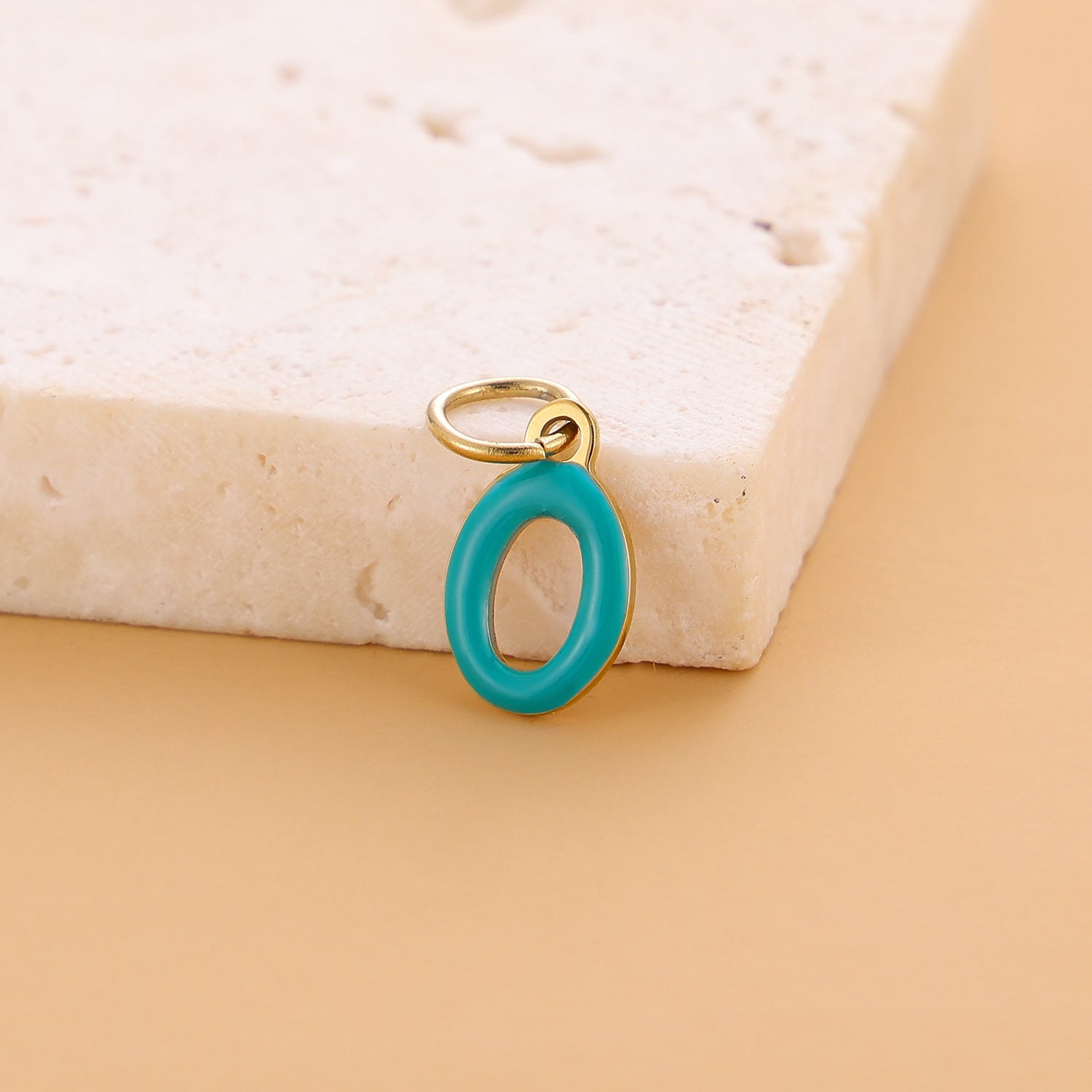 Wholesale Colorful 26 English letter pendant oil drop titanium steel vacuum plating pendant