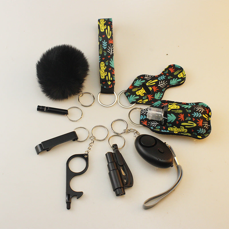 Wholesale Diving Fabric Lipstick Set Bottle Opener Hair Ball Whistle Keychain Set ACC-KC-TMS002