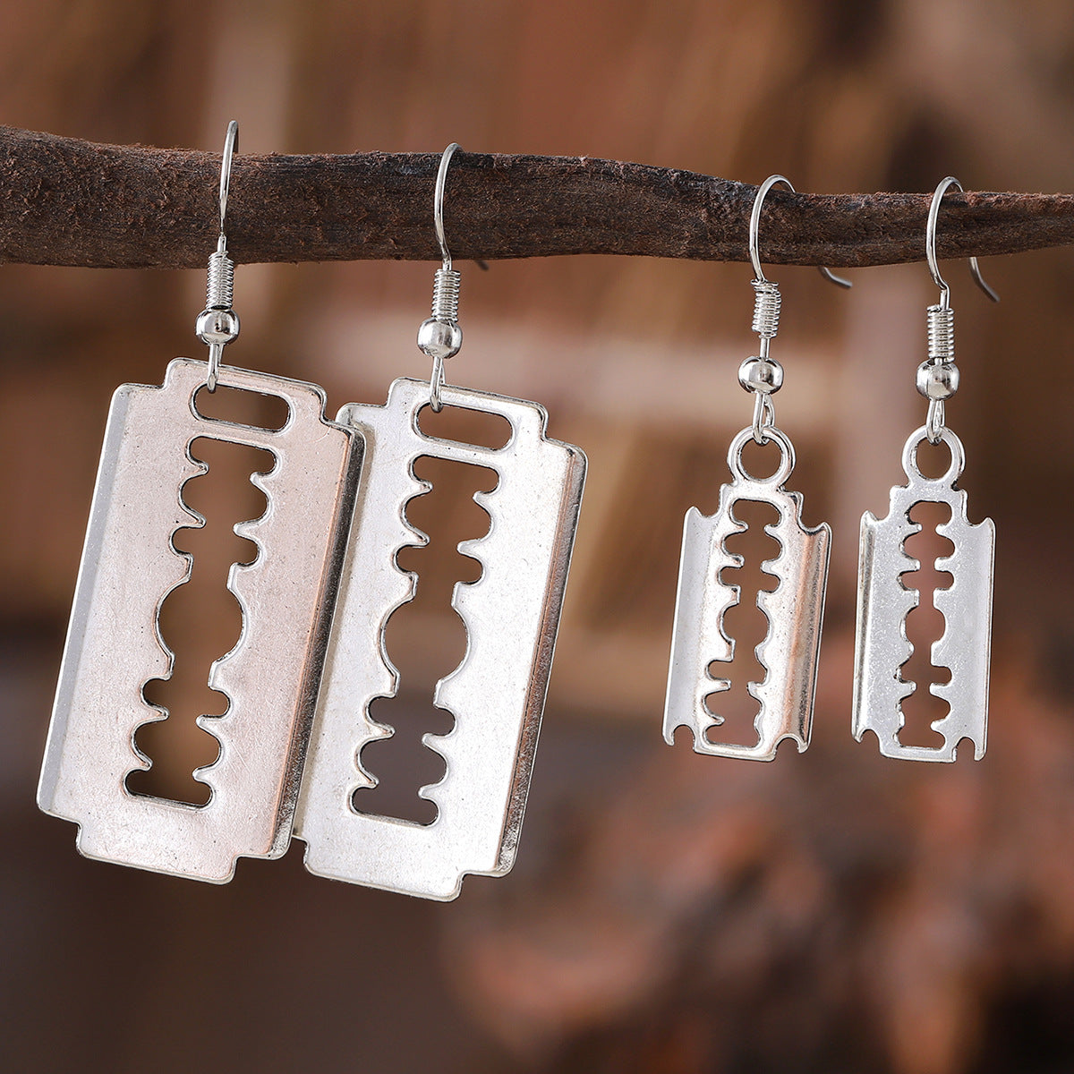 Wholesale Blade Pendant Earrings Punk Hip Hop Style Trendy Zinc Alloy Jewelry Accessory For Boutique Resale