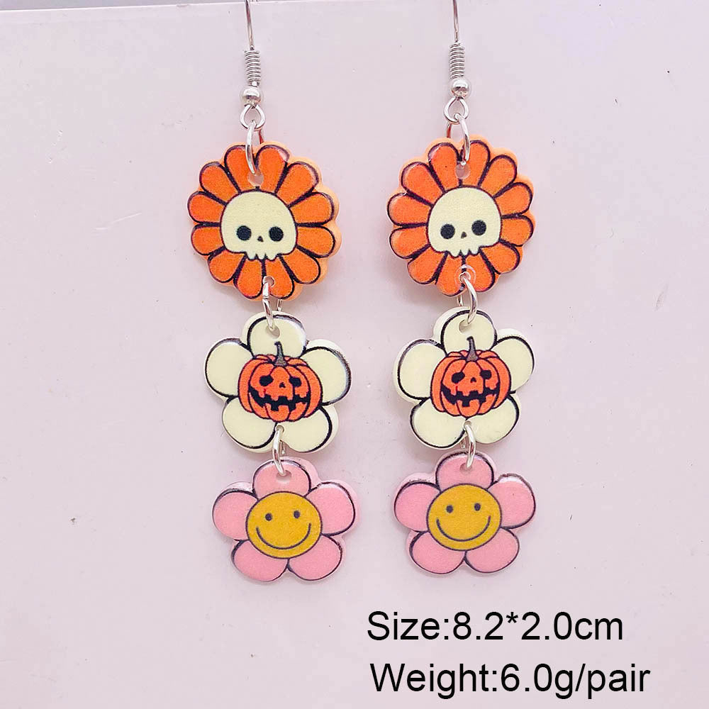 Wholesale Halloween jewelry candy basket Denim ghost face acrylic earrings