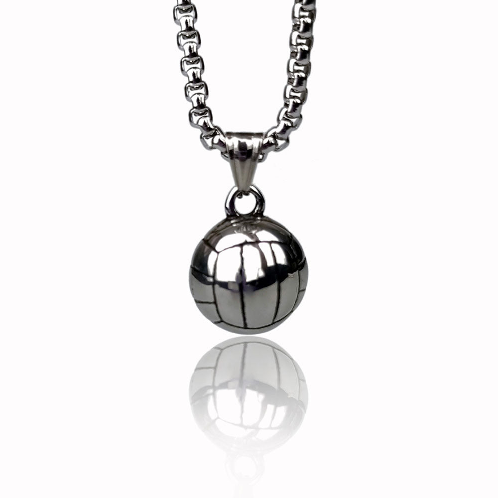 Wholesale Stainless Steel Basketball,  Soccer,  and Volleyball Pendant with Pearl Chain