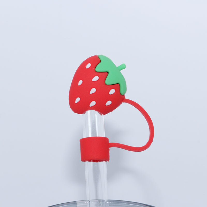 Wholesale 10mm Strawberry PVC Soft Straw Tube Cap