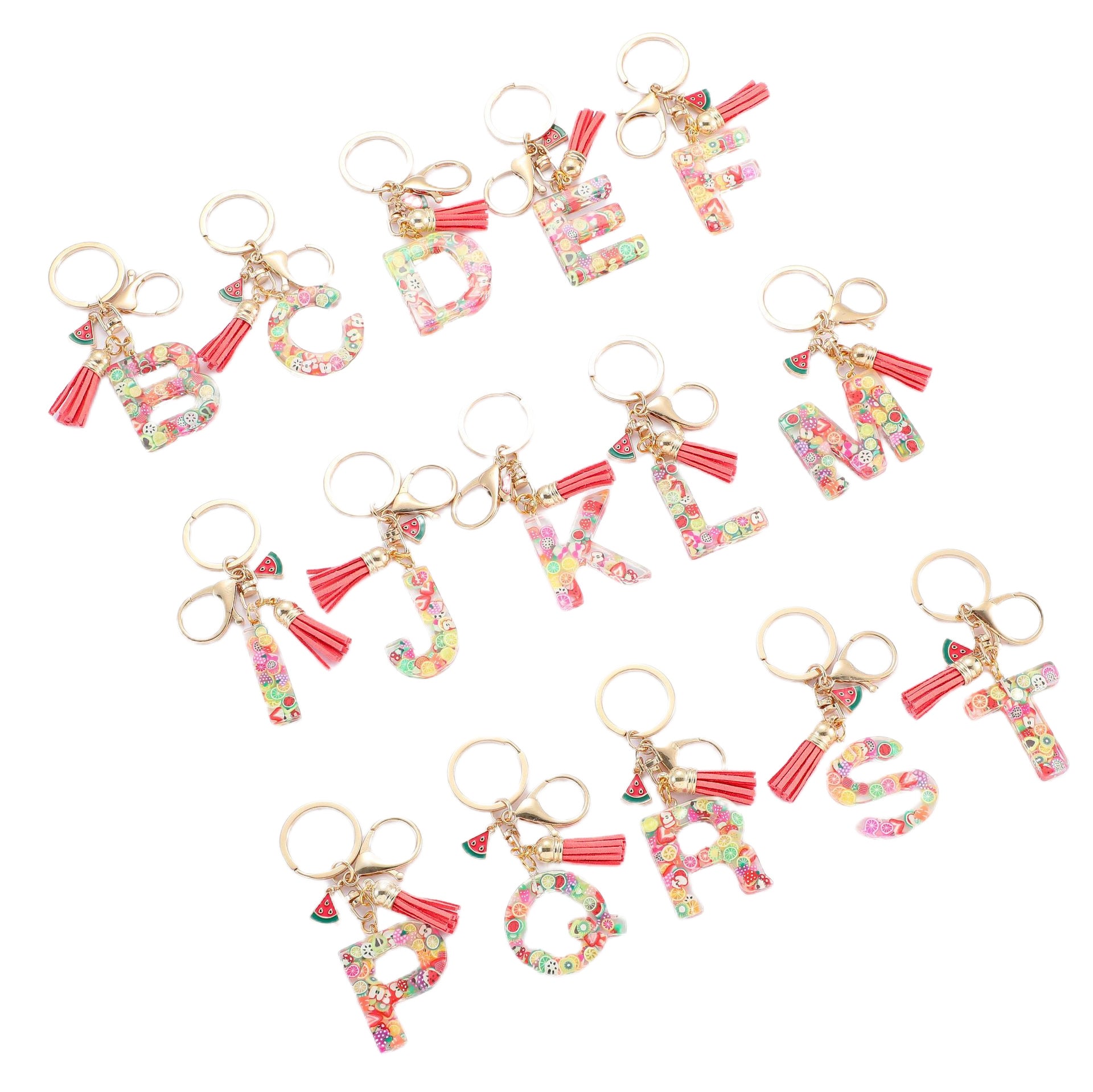 Wholesale Fruit resin letter keychain