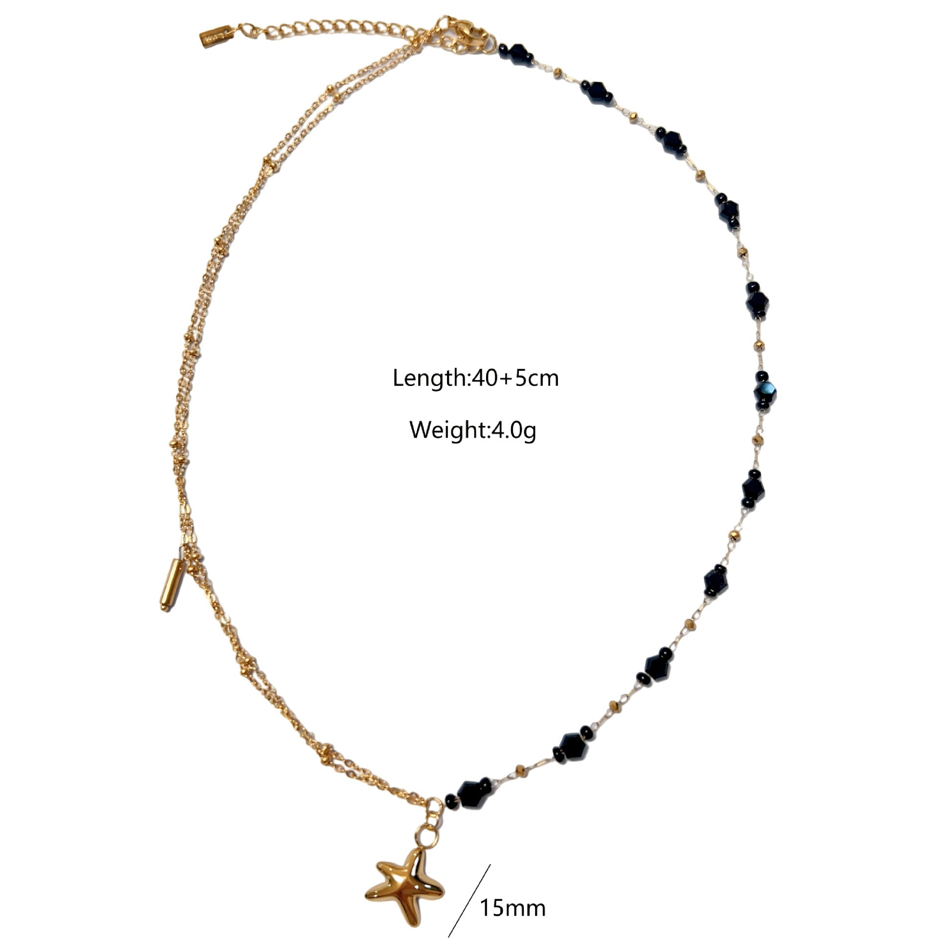 Wholesale Black Agate Bead Necklace Starfish Cross Love Pendant Stainless Steel Jewelry
