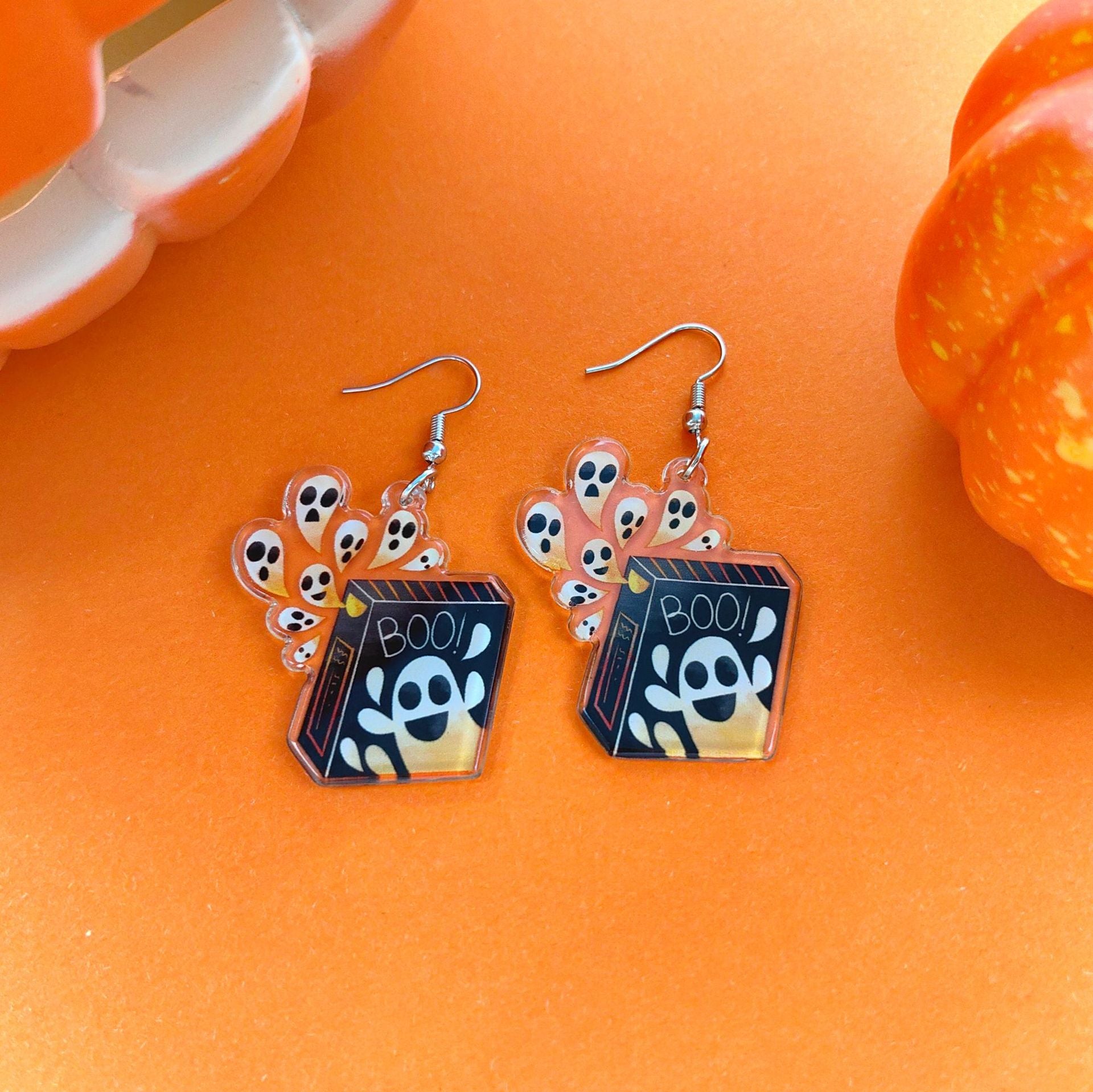 Wholesale Halloween Pumpkin Grim Reaper Bat Acrylic Earrings ACC-ES-Xizhao001