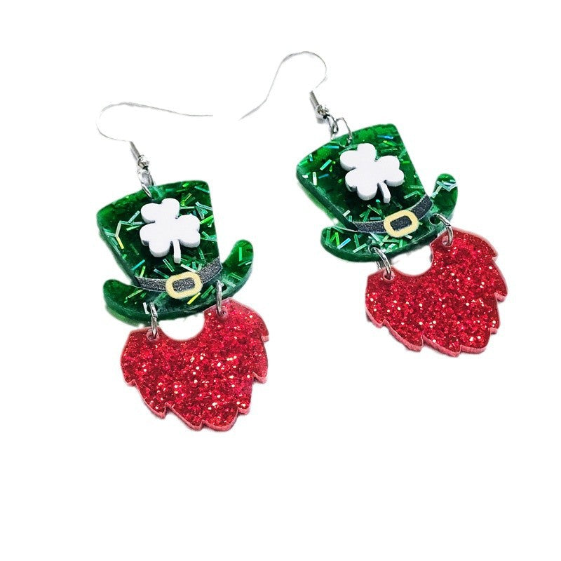 Wholesale 5pcs St. Patrick's Day Shamrock Acrylic Earrings