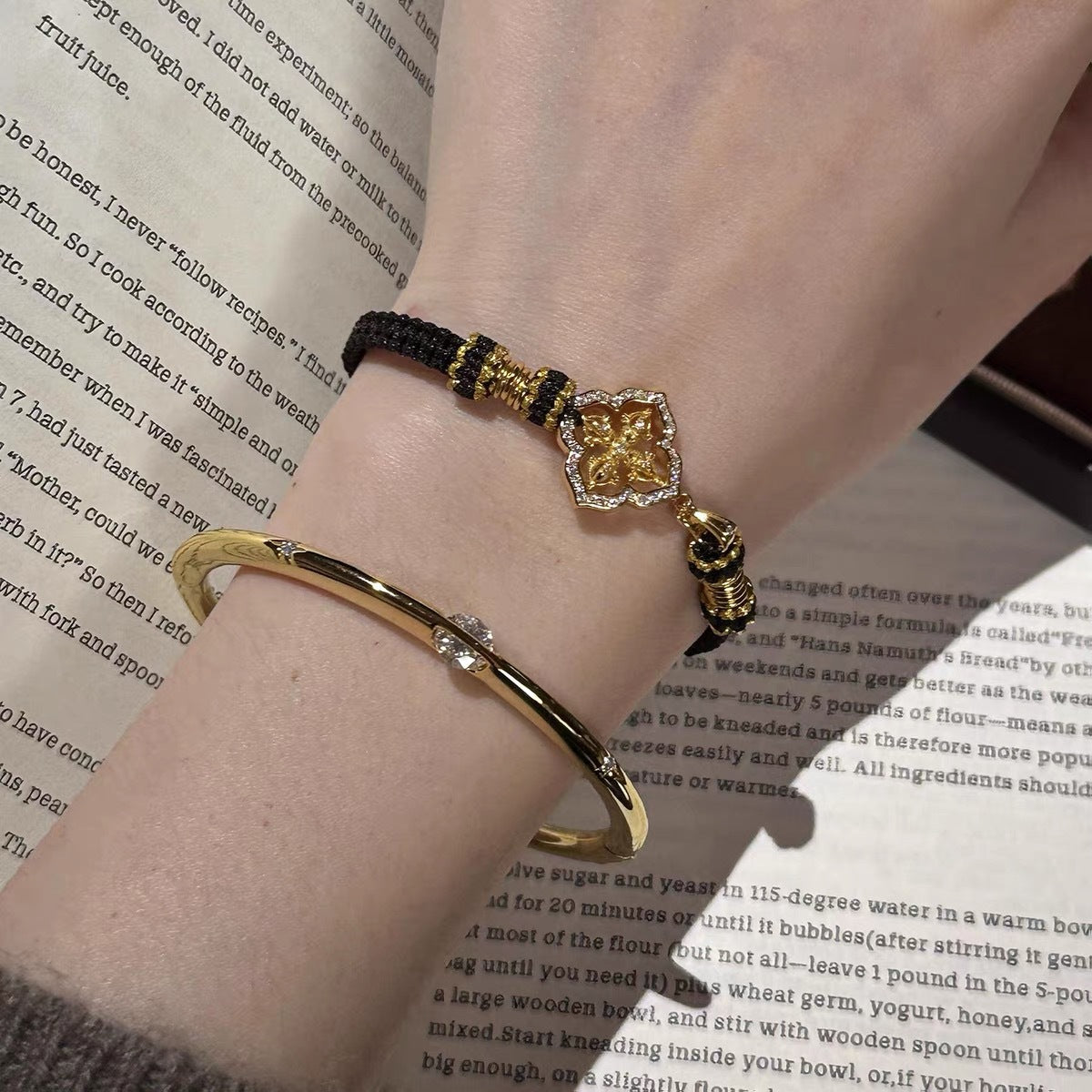 Wholesale Retro Black Gold Vajra Cross Handwoven Bracelet Women S Brass Jewelry Gift