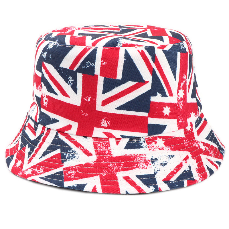 Wholesale  British flag printed double-sided fisherman hat sunshade hat bucket hat