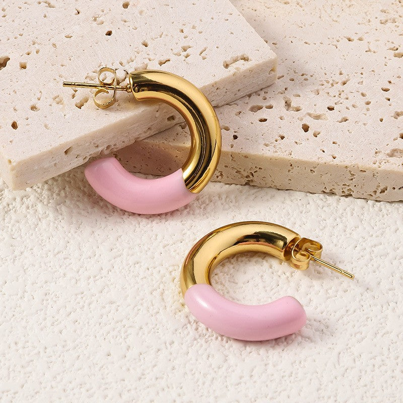 Wholesale Bohemian Beach Style Stainless Steel Earrings Oil Drop Earrings 18k Earrings ACC-ES-Ruix002