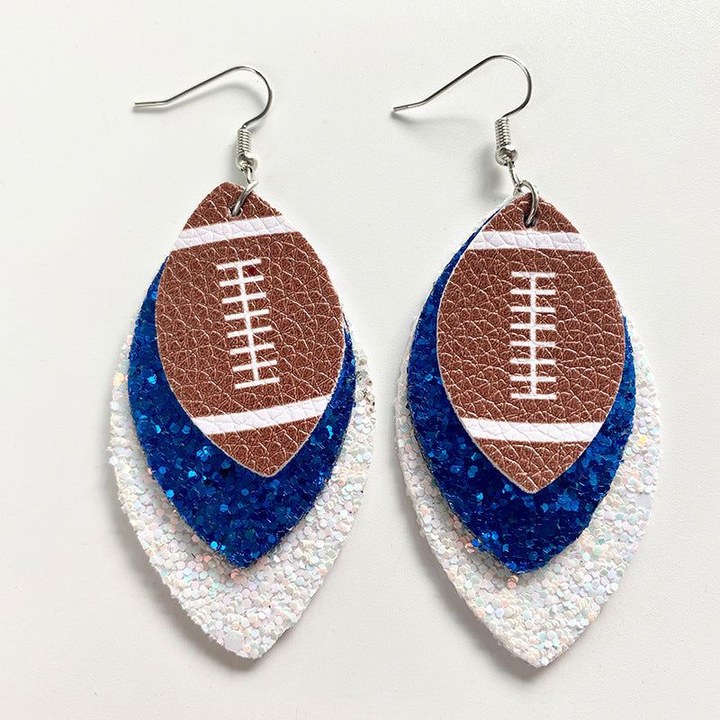 Wholesale 2pairs/pack Cheerleading Football Baseball Softball Sports Style Leather Earrings ACC-ES-HY115