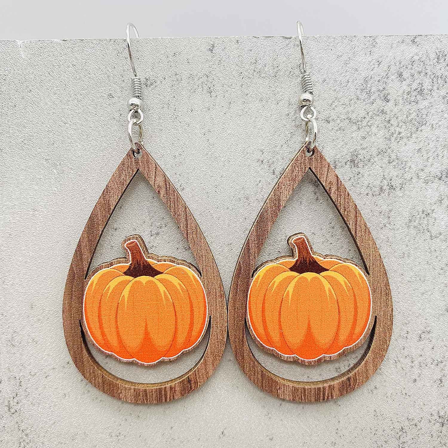 Großhandel Herbst Thanksgiving Holzohrringe