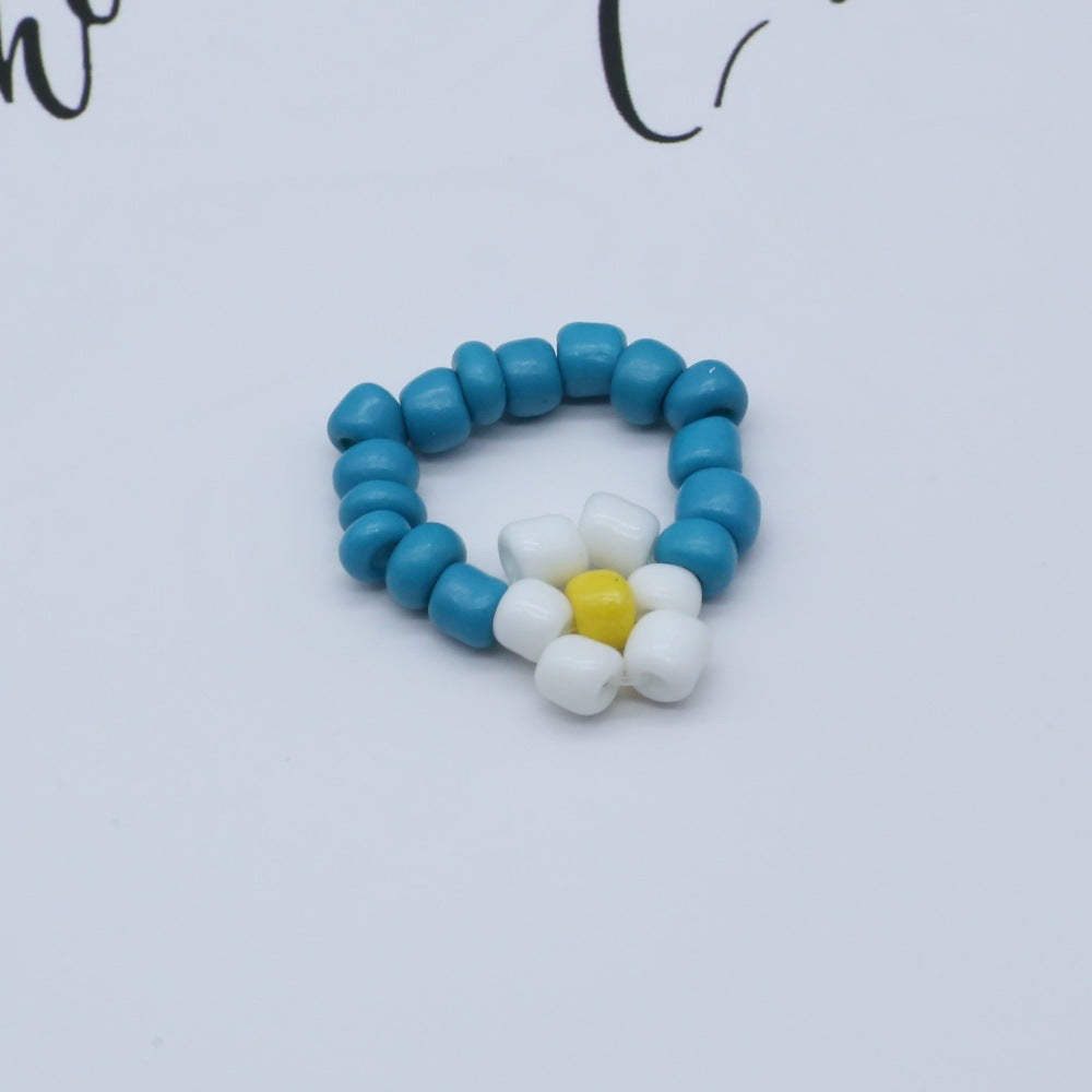 Wholesale Elegant Style handmade rice beads flower rings