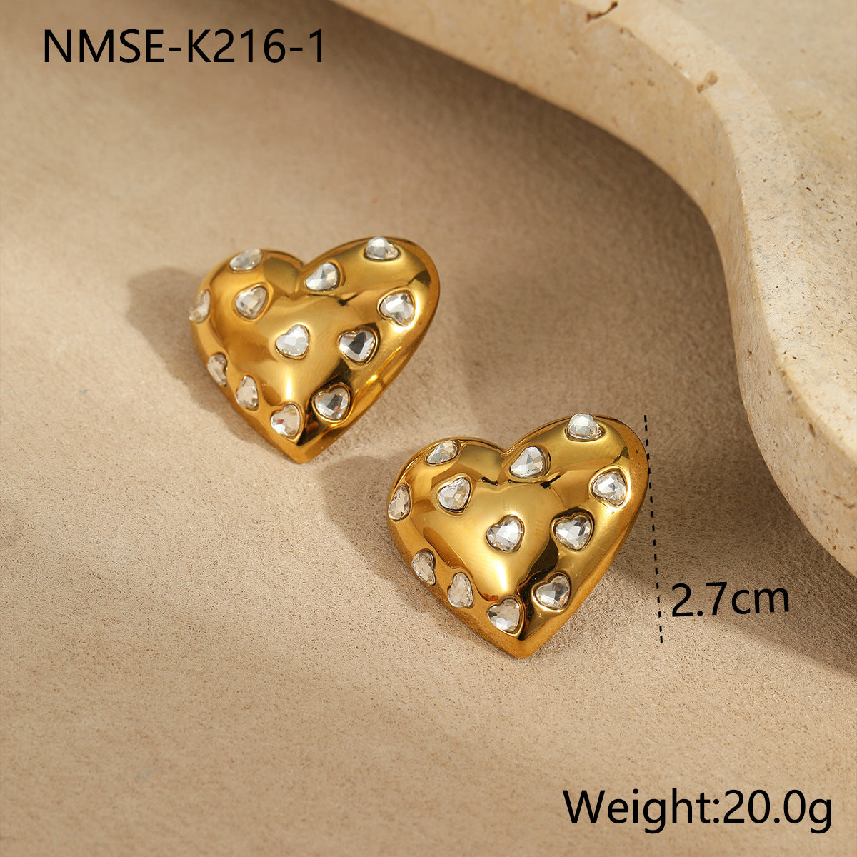 Wholesale Heart Earrings Stainless Steel Plated 18K Gold Earrings