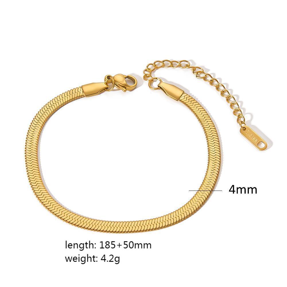 Wholesale 18K Gold Plated Stainless Steel Snake Bone Chain Cross Chain Bracelets ACC-BT-LiQuan002