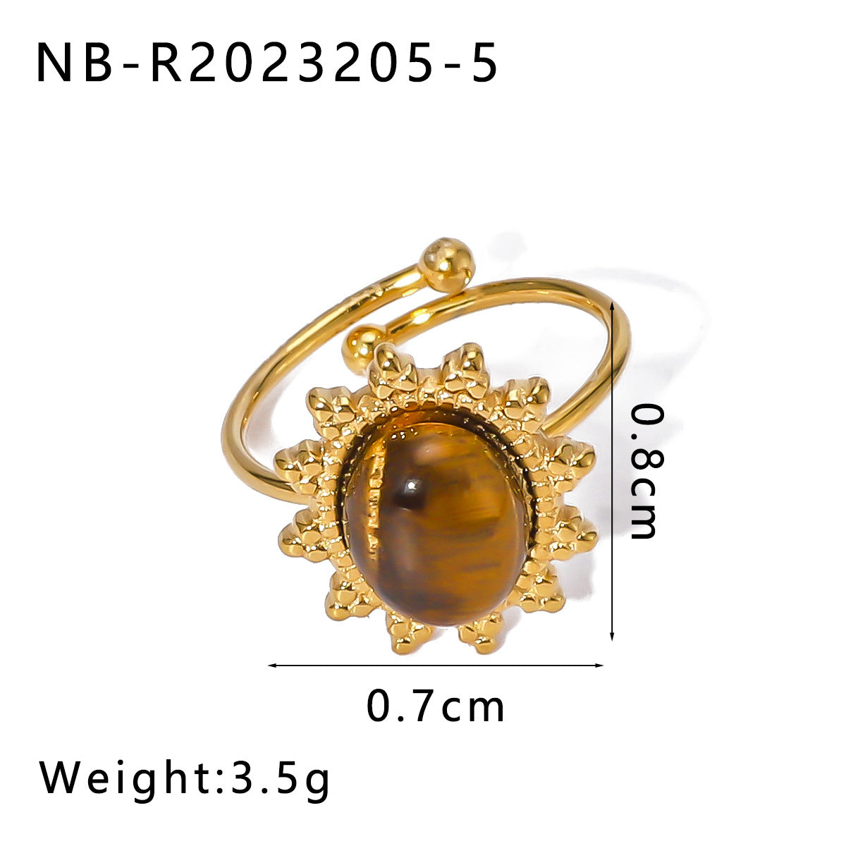 Wholesale Stainless Steel Ring Inlaid Natural Stone Open Adjustable Rings ACC-RS-XinY016