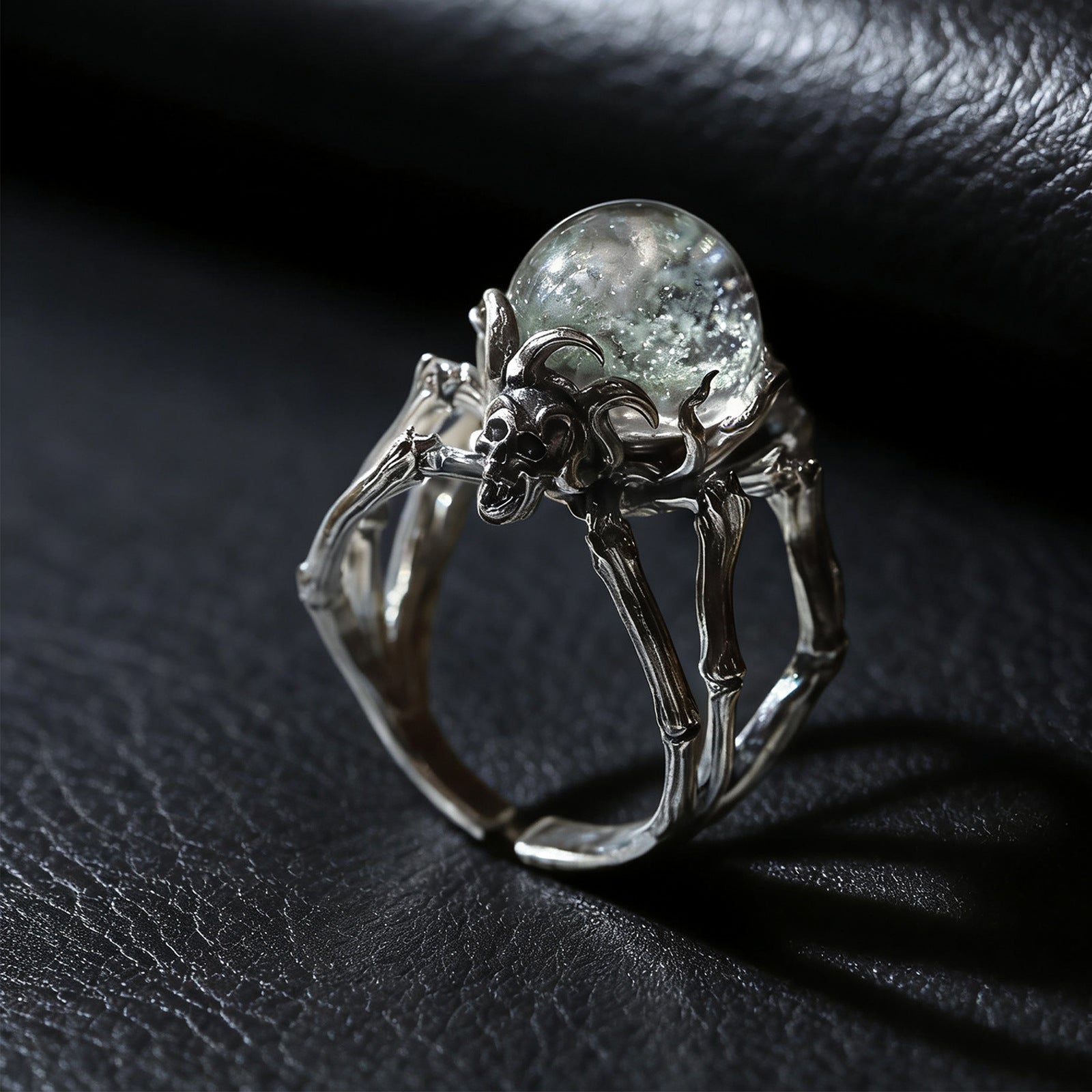Wholesale Adjustable Gothic Crystal  Skull Ring Alloy Electroplated Trendy Unisex Jewelry Accessory For Everyday Wear