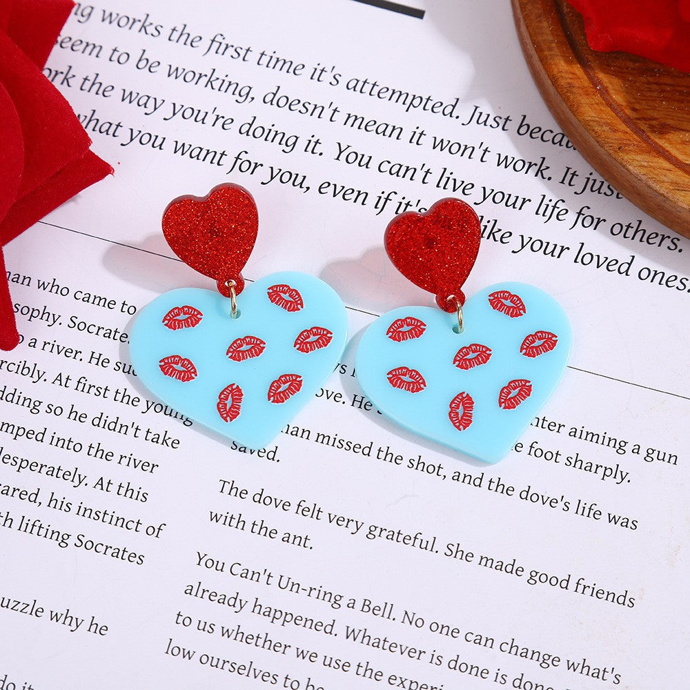 Wholesale Acrylic Valentine's Day Heart Earrings