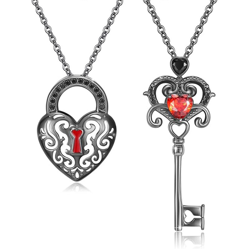 Wholesale  hollow diamond love clavicle chain key lock creative couple  necklace
