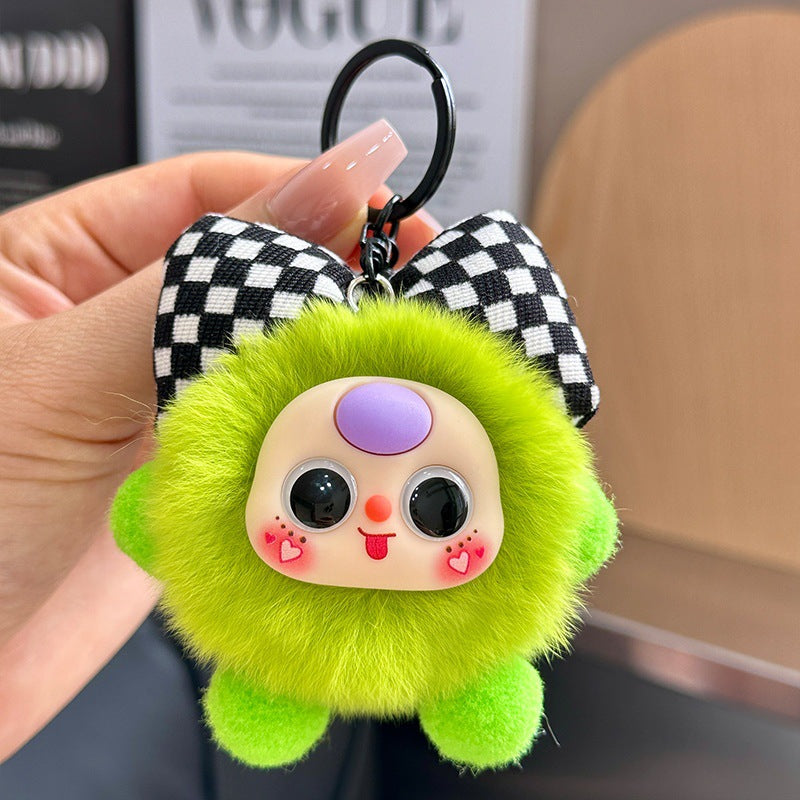 Wholesale Cute Faux Rex Rabbit Fur Little Coal Ball Bag Charm