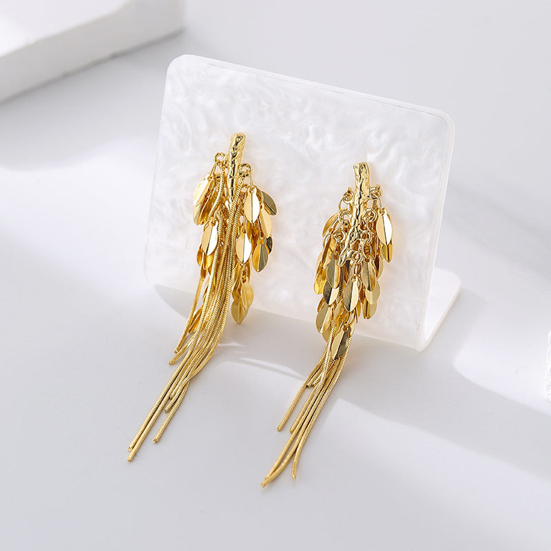 Wholesale Light Luxury Copper Plated Real Gold Silver Needle Earrings