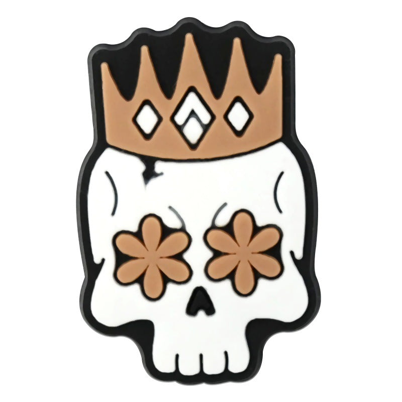 Wholesale  Random 100pcs Cartoon Skull   PVC Soft Rubber Shoe Buckle Decoration